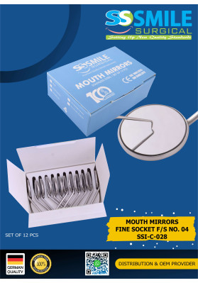 Mouth Mirror Fine Socket Front Surface No. 4 (Set of 12 Pieces)